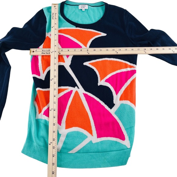Crown & Ivy Women's Small Sweater Colorful Umbrellas Pullover Crew Neck - Picture 2 of 5